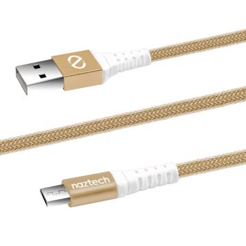Micro USB ladekabel, Ekstra stærk 120cm, Gold