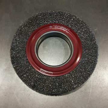 Stålbørste til bænksliber, Ø250 x 28 mm, krusede børster