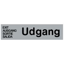 Skilt "Udgang, Exit, Ausgang" selvklæbende