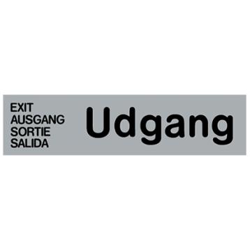 Skilt "Udgang, Exit, Ausgang" selvklæbende
