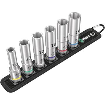 Topnøglesæt, lange 1/2", Wera
