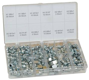 Smørenippelsortiment, 120 stk., i plastboks Smørenippelsortiment, 120 stk., i plastboks