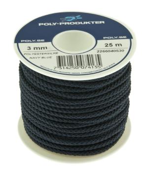 Flettet polyesterline Ø3 mm x 25 m, sort Flettet polyesterline Ø3 mm x 25 m, sort