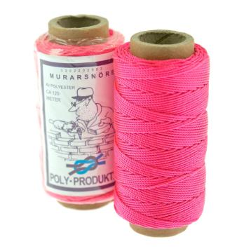 Murersnor snoet polyester, lyserød, Ø1 mm x 120 m Murersnor snoet polyester, lyserød, Ø1 mm x 120 m