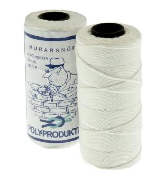 Murersnor snoet polyester, hvid, Ø1 mm x 125 m Murersnor snoet polyester, hvid, Ø1 mm x 125 m