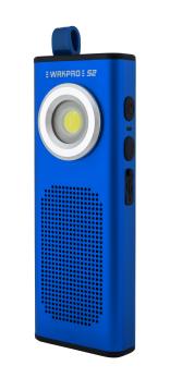 WRKPRO arbejdslampe "S2" COB LED medgenopladeligt batteri og 5W Bluetooth højtaler