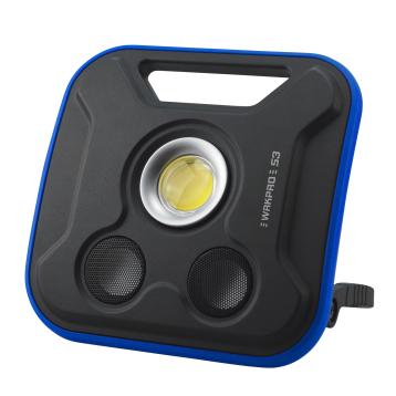 WRKPRO arbejdslampe "S3" 20W COB medgenopladeligt batteri og 5W Bluetooth højtaler