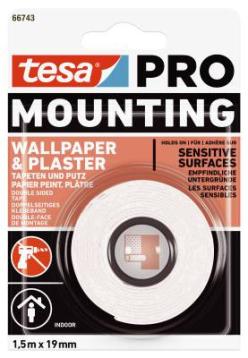 Monteringstape tesa PRO Wallpaper and Plaster 66743, hvid, 19 mm x 1,5 m Monteringstape tesa PRO Wallpaper and Plaster 66743, hvid, 19 mm x 1,5 m