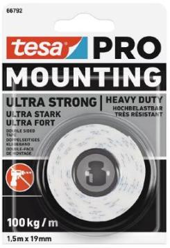 Monteringstape tesa PRO Ultra Strong 66792, hvid, 19 mm x 1,5 m