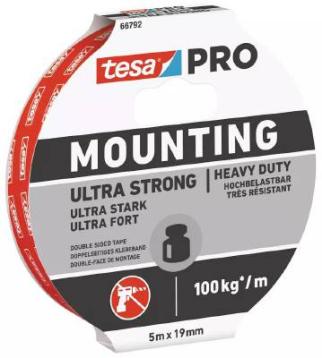 Monteringstape tesa PRO Ultra Strong 66792, hvid, 19 mm x 5 m