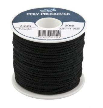 Flettet polyesterline Ø2,0 mm x 50 m, sort