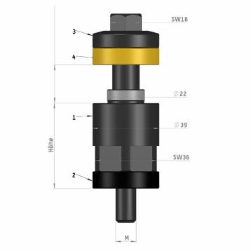 Opspændingselement 50 mm med M10 gevind