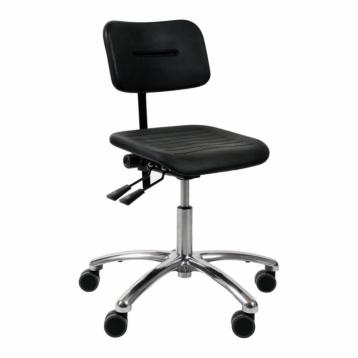 DYNAMO arbejdsstol med sæde/ryg i PU-skum, hjul og indstilling af sæde- og ryg (600-860 mm)