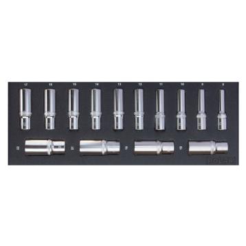 3/8" sæt m.12-kant lange toppe 14 stk. 3/8" sæt m.12-kant lange toppe 14 stk.