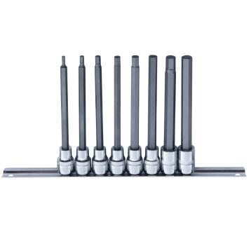 Skinnesæt m/ Bitstoppe 3/8" Unbrako Lang 8 dele