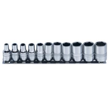 Skinnesæt m/ Toppe 1/4" mm 11 dele