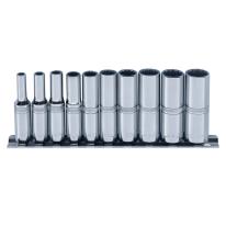 Skinnesæt m/ 12-kant Toppe 1/4" Lang mm 10 dele