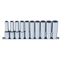 Skinnesæt m/ 12-kant Toppe 1/2" Lang mm 10 dele