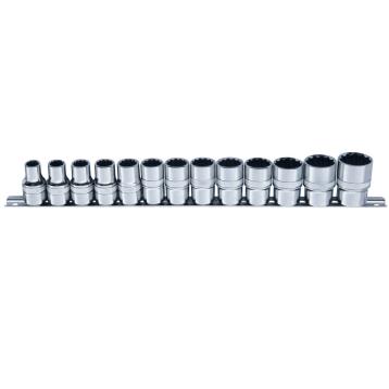 Skinnesæt m/ 12-kant Toppe 1/2" mm 13 dele