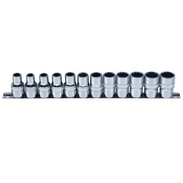 Skinnesæt m/ 12-kant Toppe 1/2" mm 12 dele