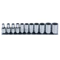 Skinnesæt m/ 12-kant Toppe 1/4" mm 11 dele