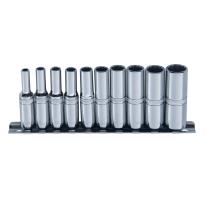 Skinnesæt m/ 12-kant Toppe 1/4" Lang tommer 10 dele