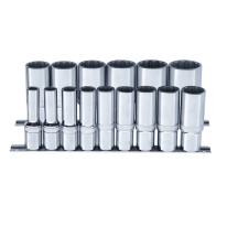 Skinnesæt m/ 12-kant Toppe 1/2" Lang tommer 15 dele