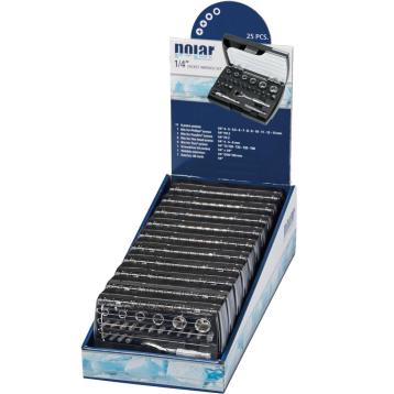 Salgsdisplay m. 1/4" Topnøglesæt, 10 sæt à 25 dele (5090-1425)