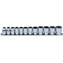 Skinnesæt m/ 12-kant Toppe 3/8" mm 12 dele