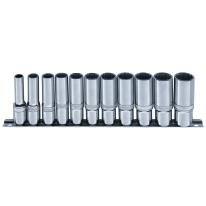 Skinnesæt m/ 12-kant Toppe 3/8" Lang mm 11 dele