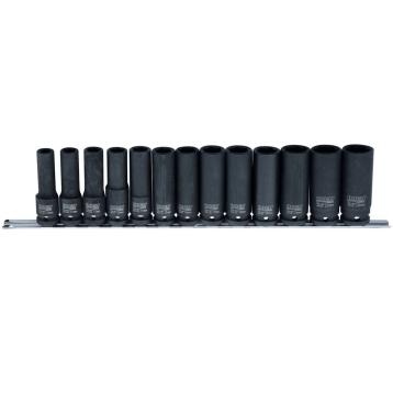 Skinnesæt m/ Slagtoppe 1/2" Lang mm 13 dele Skinnesæt m/ Slagtoppe 1/2" Lang mm 13 dele