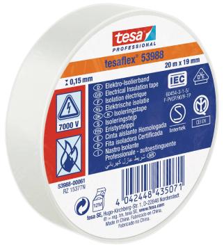 Eltape tesa Tesaflex 53988, hvid, 19 mm x 20 m
