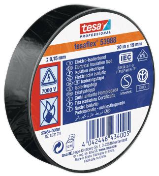 Eltape tesa Tesaflex 53988, sort, 19 mm x 20 m