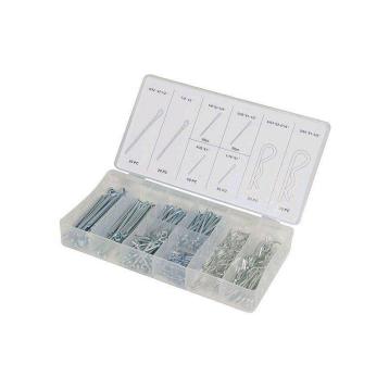 Sortimentsæske med splitstifter og hårnålesplitter, GERM FD-6010, 260 stk. Sortimentsæske med splitstifter og hårnålesplitter, GERM FD-6010, 260 stk.