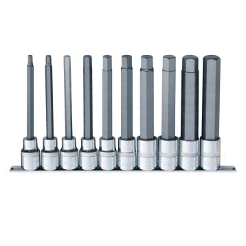 Skinnesæt m/ Lange Bitstoppe 1/2" Unbrako tommer 10 dele