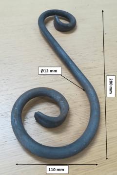 Rund S-dekoration i smedejern PS17-61 110x280