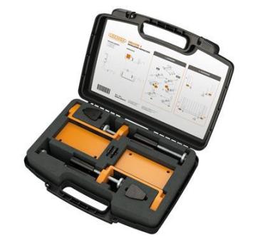 Drillvise-2 værktøjskasse med 2 klemmer til positionering af portramme Drillvise-2 værktøjskasse med 2 klemmer til positionering af portramme
