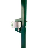 Overflademonteret antipanik-portlås til firkantede profiler på 60–80 mm i RAL 9005 Sort, med Push Håndtag EN179 – billede 2