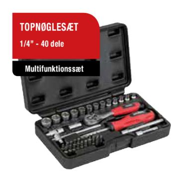 Topnøglesæt, 1/4" - 40 dele