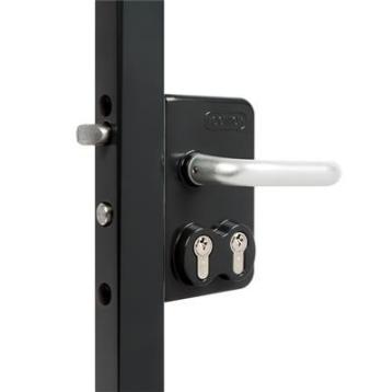 Dobbelt cylinderlås til svinglåger, firkantede 40 mm profiler, sort RAL 9005, 2 x VSZ