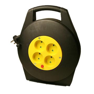 Blue Electric 10 Meter Kabelrulle Med 4 Udtag Uden Jord