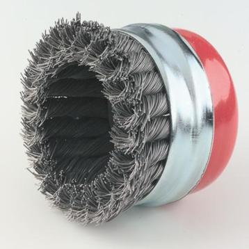 Kopstålbørste, Ø100 mm, M14 x 0,5 mm, snoede børster Kopstålbørste, Ø100 mm, M14 x 0,5 mm, snoede børster