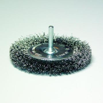 Tallerkenstålbørste, Ø100 mm, 6 mm skaft, krusede børster Tallerkenstålbørste, Ø100 mm, 6 mm skaft, krusede børster