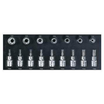 1/2" sæt m. torx toppe 16 stk.