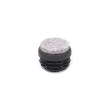 Filtsko til runde rør, Ø16 mm, 0,8-2,0 mm - sort plast, grå filt Filtsko til runde rør, Ø16 mm, 0,8-2,0 mm - sort plast, grå filt
